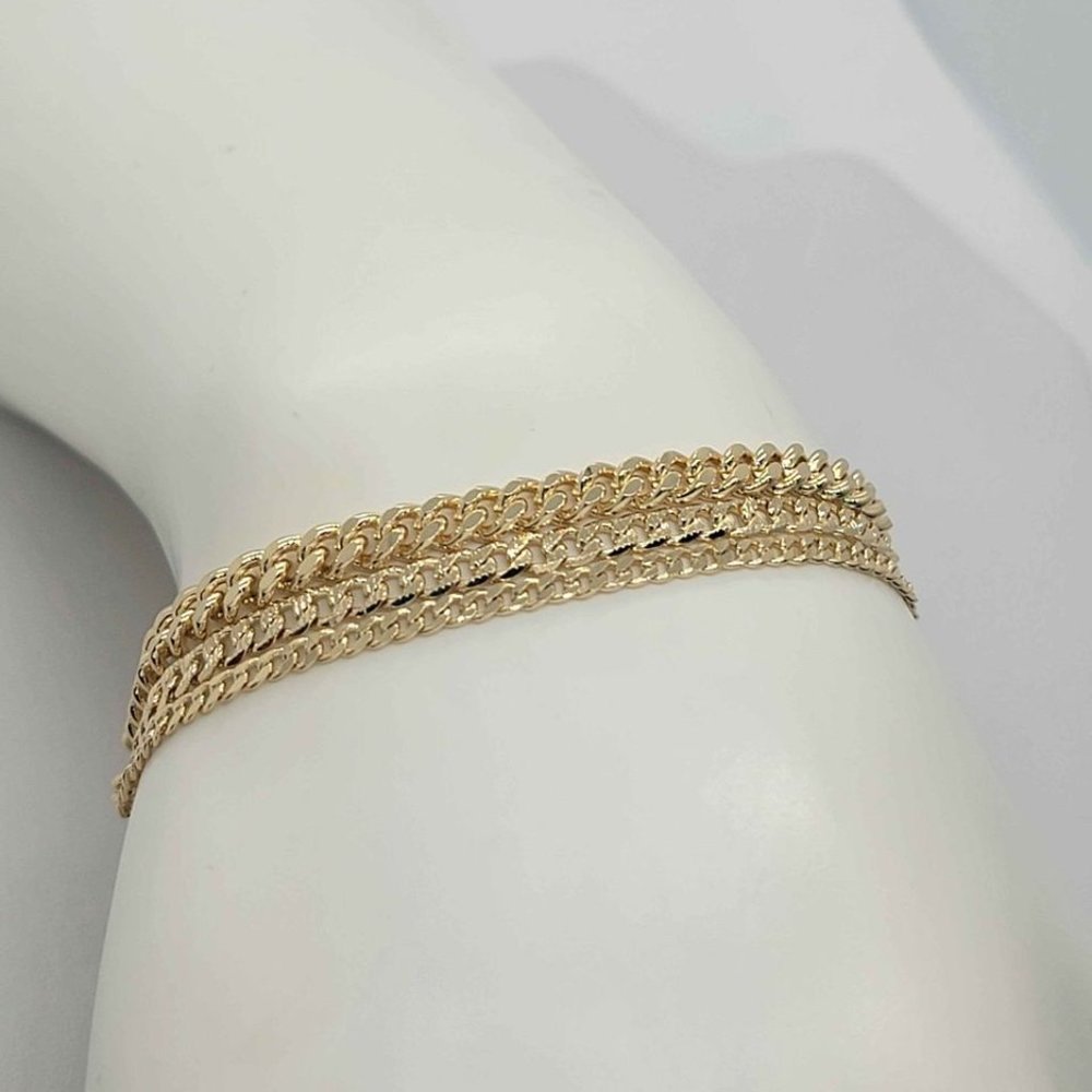 Brand New Brazilian 18k Gold Filled 3 ROW Bracelet - Picture 2 of 7